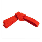 Red double-wrap solid belt with stitched ends and central loop knot