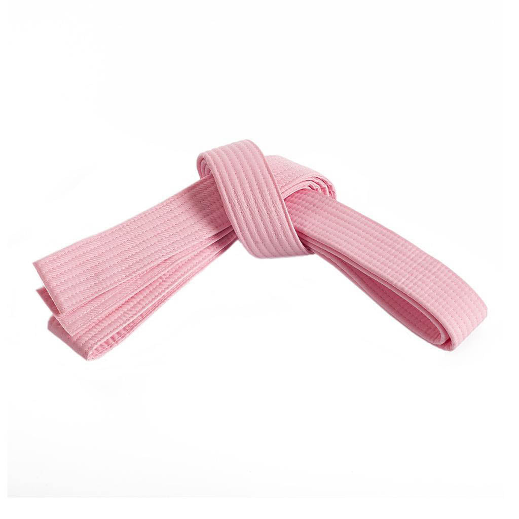 Pink double-wrap solid belt with stitched ends and central loop knot