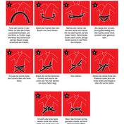Belt wearing instructions infographic with numbered step illustrations