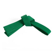 Green double-wrap solid belt with stitched ends and central loop knot