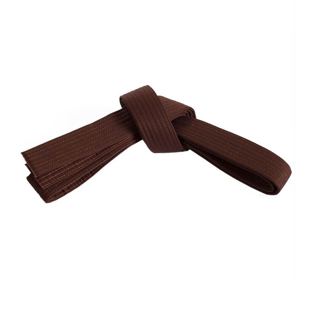 Brown double-wrap solid belt with stitched ends and central loop knot
