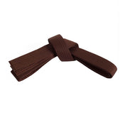 Brown double-wrap solid belt with stitched ends and central loop knot
