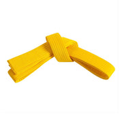 Yellow double-wrap solid belt with stitched ends and central loop knot
