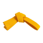 Gold double-wrap solid belt with stitched ends and central loop knot