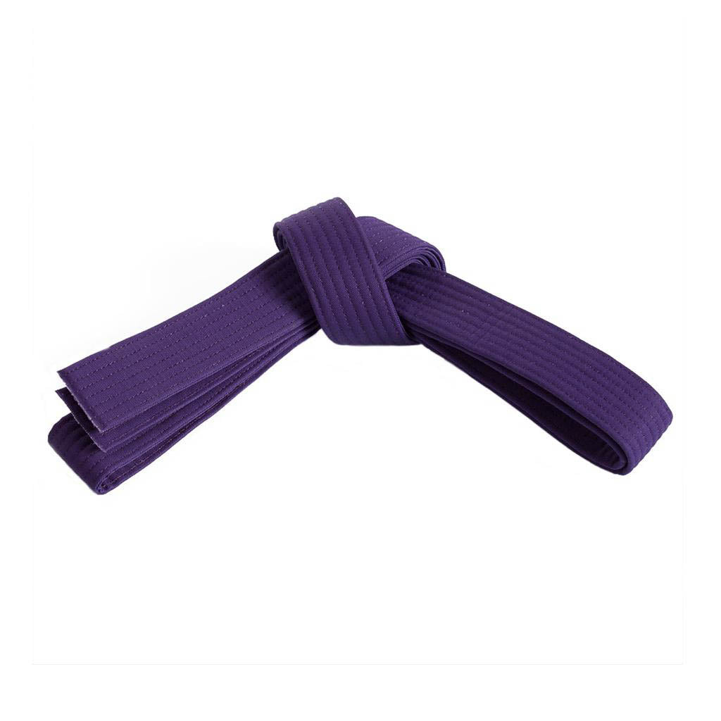 Purple double-wrap solid belt with stitched ends and central loop knot