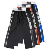 Set of C-Gear pants in dark colors with white stripes and blue/red accent panels