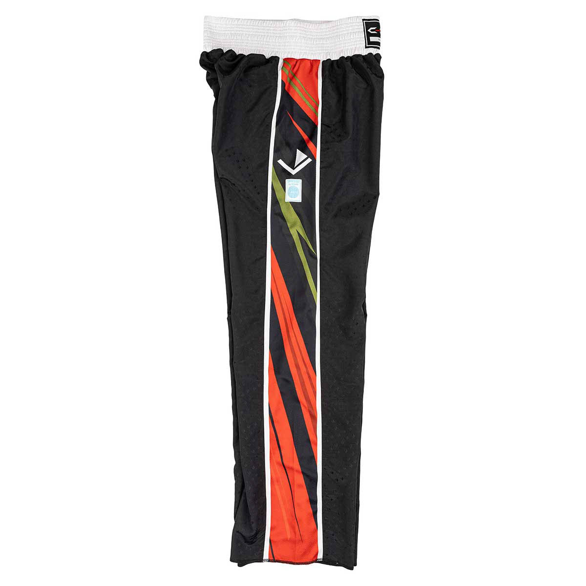 C-Gear Integrity 2.0 pant, black with orange-red center stripe and lime-green diagonal