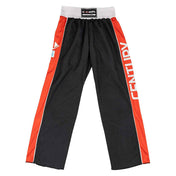 Determination 2.0 pant in black with red side stripe panels and white vertical logo print