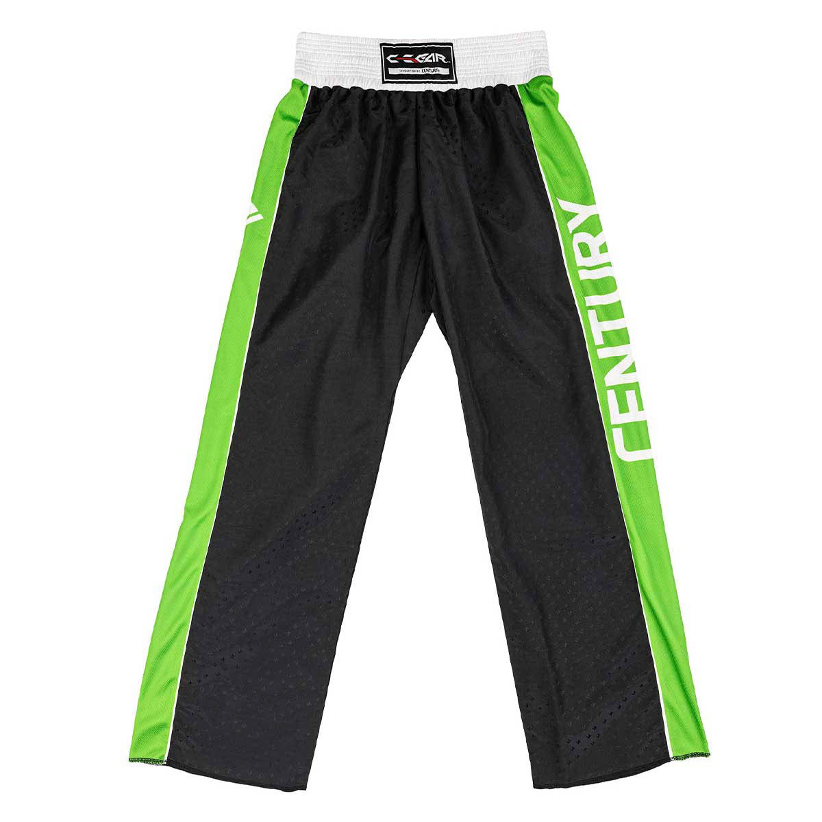 Black track pants with neon green side stripe and C-GEAR logo waistband