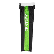 Black pants with vertical neon green stripe panel and elastic waist