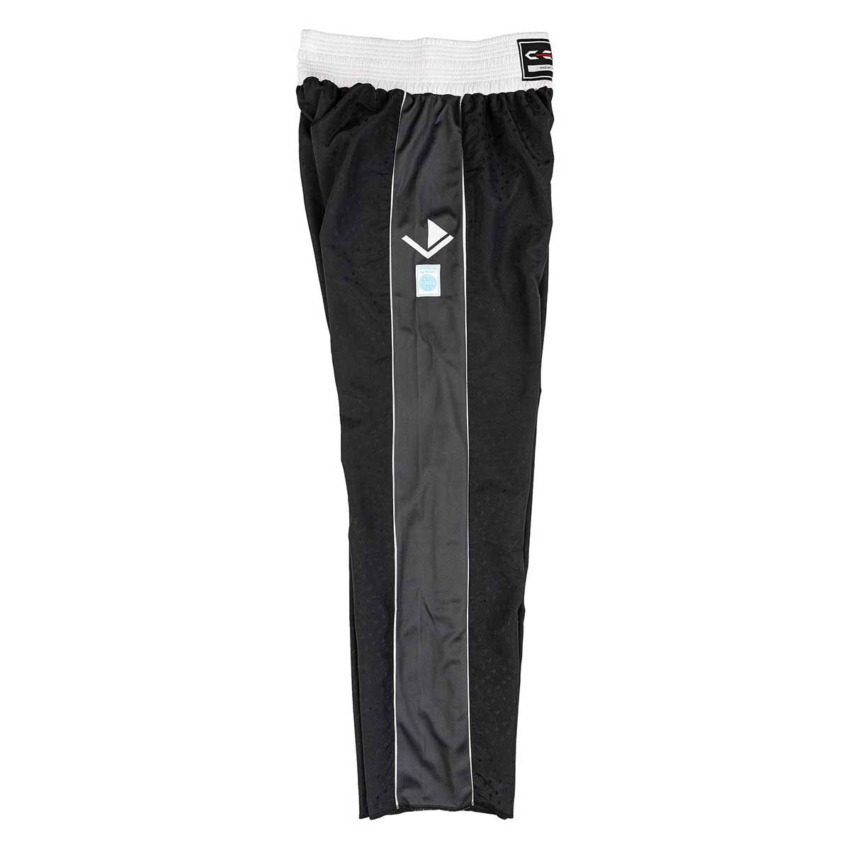 Determination 2.0 pants in black with gray side stripe and small square logo badge