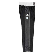 Determination 2.0 pants in black with gray side stripe and small square logo badge