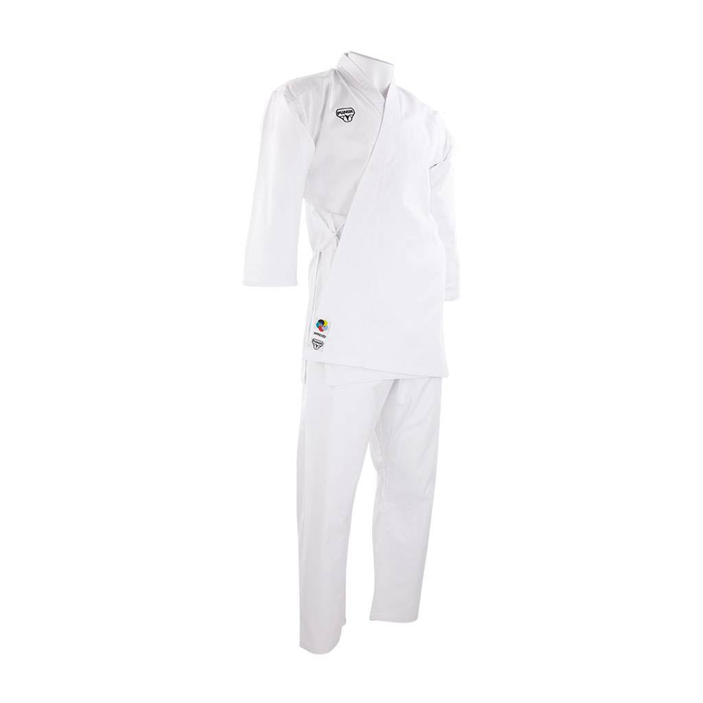White martial arts uniform set: wrap jacket and matching pants