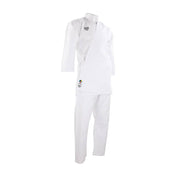White martial arts uniform set: wrap jacket and matching pants