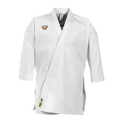 Punok kata uniform gi jacket, white kimono cut with logo patch and black neckline