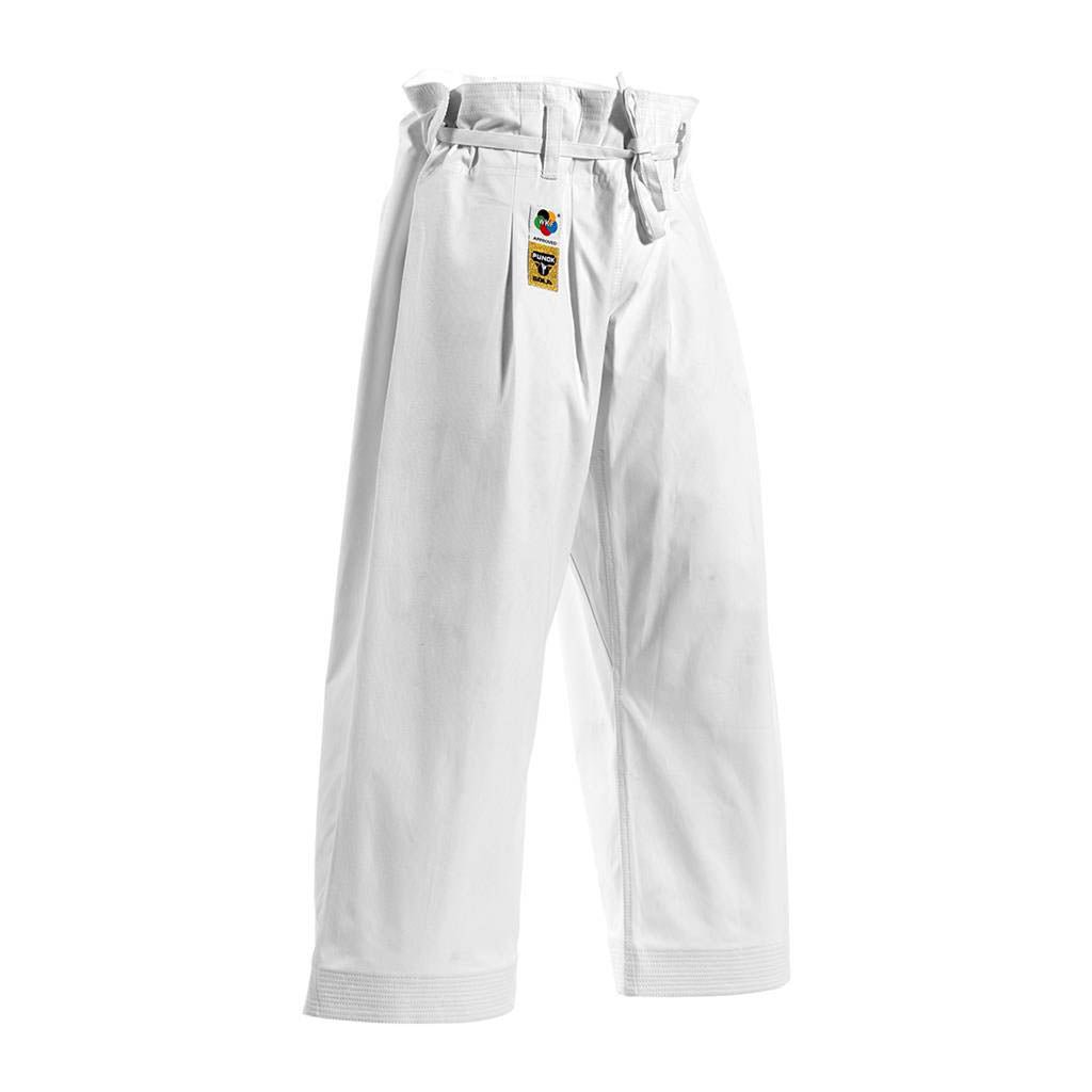Punok kata uniform gi pants, white drawstring waist with logo patch