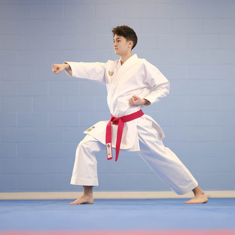Punok kata uniform gi outfit, white jacket and pants with red belt