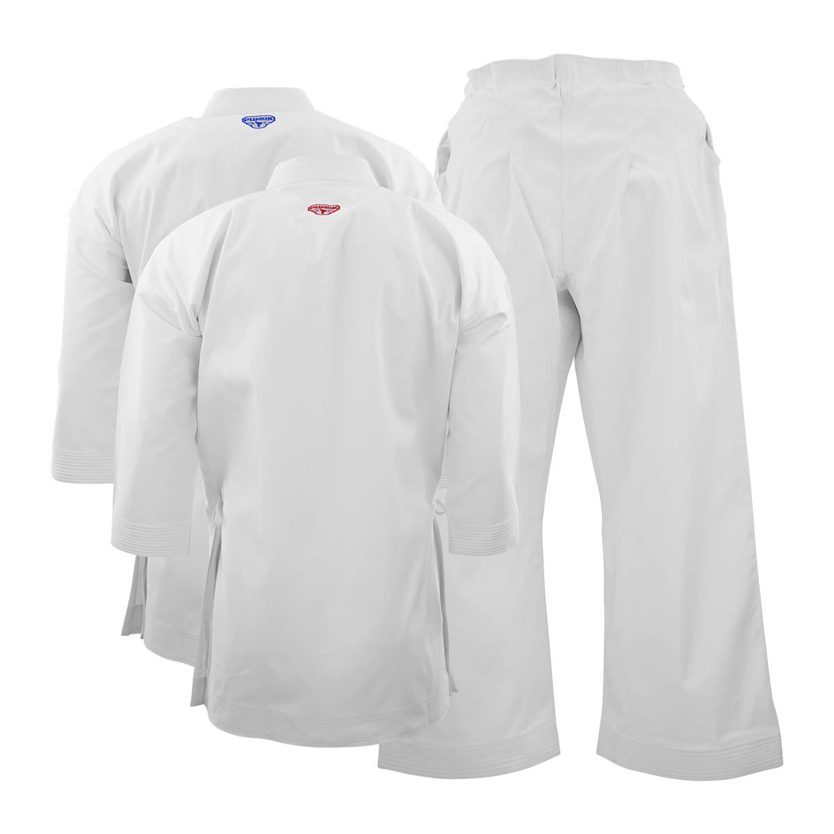 White martial arts uniform set with top and matching pants