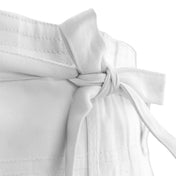 White gi jacket collar with tied wrap belt knot