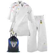 White kata gi set with pants, gi jacket, and Punok drawstring bag