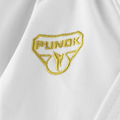Embroidered Punok Vertex logo patch on white gi fabric