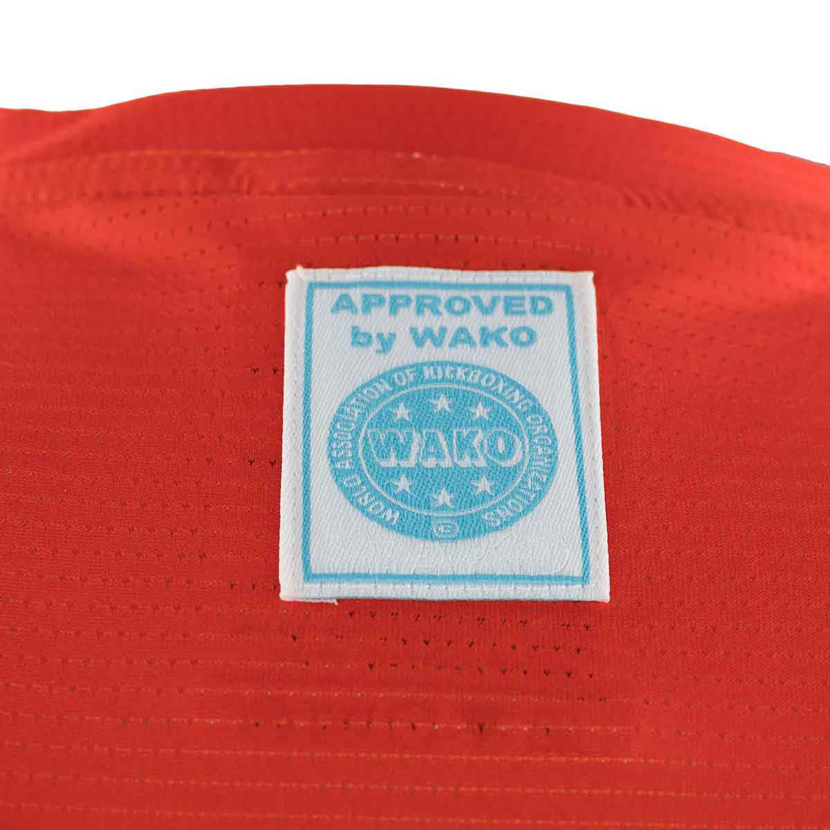 Red sleeveless tee neck label: Approved by WAKO patch