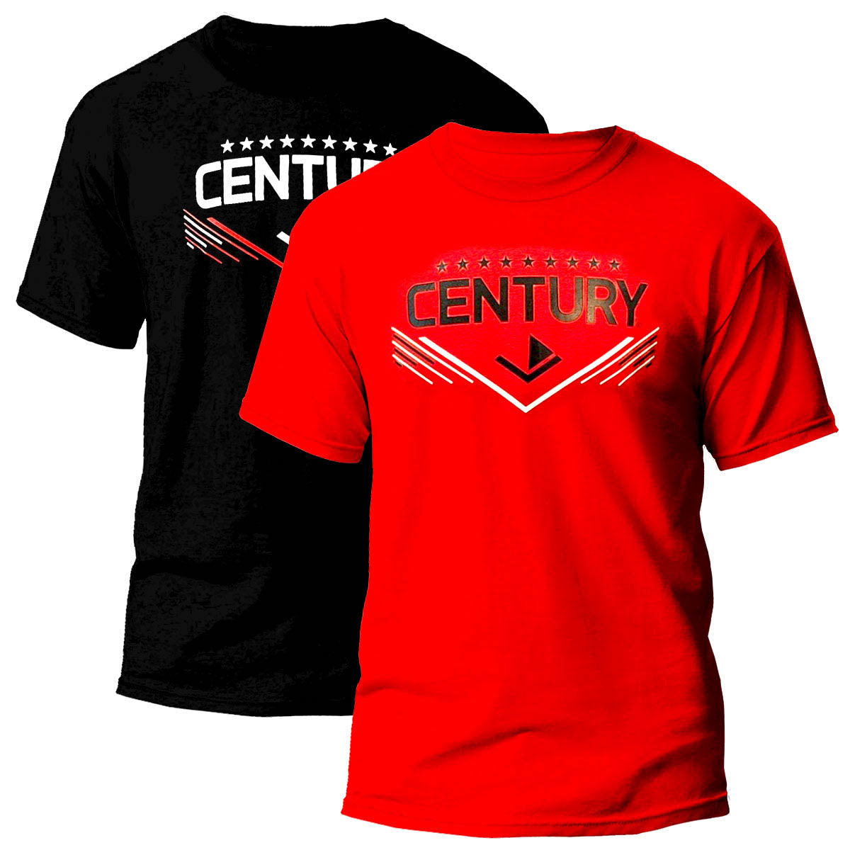Unisex t-shirt set in black and red, front logo graphic