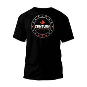 Black unisex t-shirt with round 'CENTURY MARTIAL ARTS' graphic on back