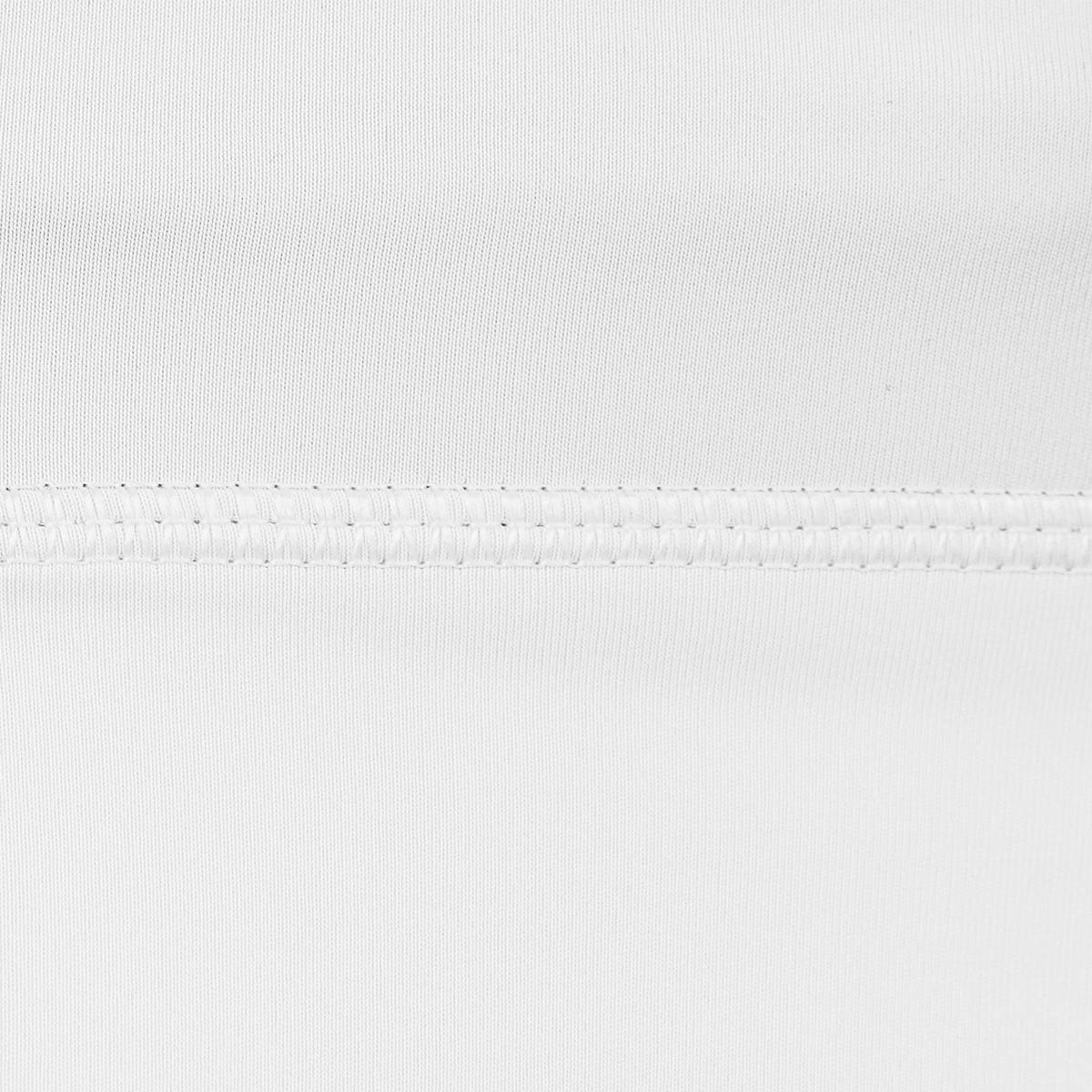 White compression shorts waistband with stitched trim