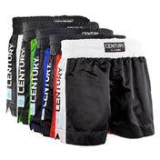 Kickboxing shorts set with elastic waistband in black, white, blue, green, and red pairs