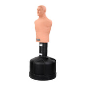 Freestanding boxing body opponent bag with mannequin torso and black base