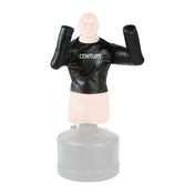 Black padded jacket with molded arm guards, back view with center seam