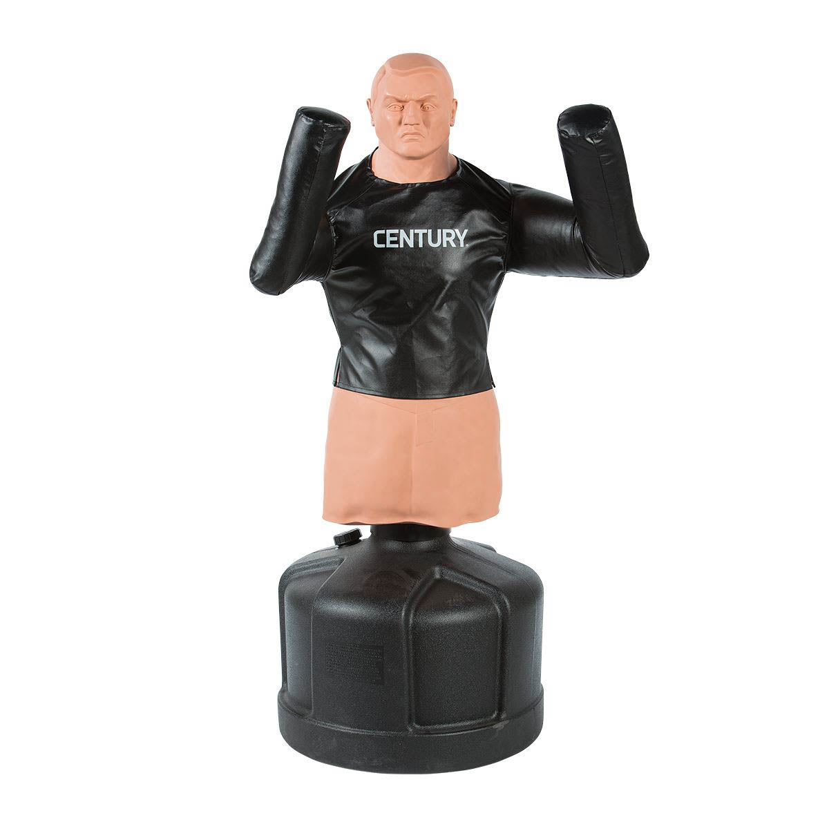 Black padded jacket with molded arm guards and front “CENTURY” print on torso