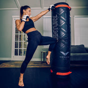 Freestanding punching bag, black with red straps and Century branding panel
