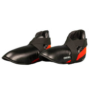 Determination kicks boxing ankle guard pair, black with red side stripe and CENTURY logo