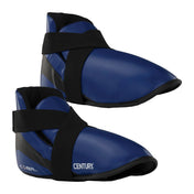 Blue kicks with wide black strap and Century logo, dark gray side panels on both shoes.