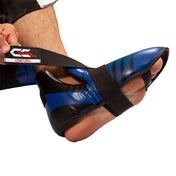 Blue athletic kicks with black strap, blue toe design stripes, and CENTURY branding.
