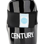 Black boxing kick boots with WAKO patch and CENTURY lettering on the side