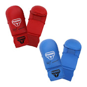 Punok WKF-approved karate punch gloves, red pair with wrist straps and logo