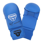 Punok WKF-approved karate punch gloves, blue pair with stitched wrist padding