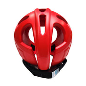 Red C-Gear Evolution headgear helmet top view with vented shell and black chin strap