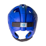 Blue helmet with padded chin strap and Century logo badge