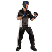 C-Gear boxing punch gloves, black with blue wrist strap and padded knuckle guard