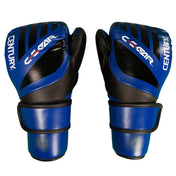 C-Gear point-fighting gloves, black and blue with striped knuckle graphics