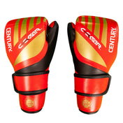 Red and gold training gloves, pair with padded wrist strap and C-Gear branding