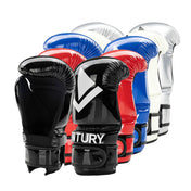 Assorted boxing gloves lineup in black, red, blue, and silver with V emblems