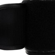 Kickboxing gloves, black back panel with textured grip and padded cuff