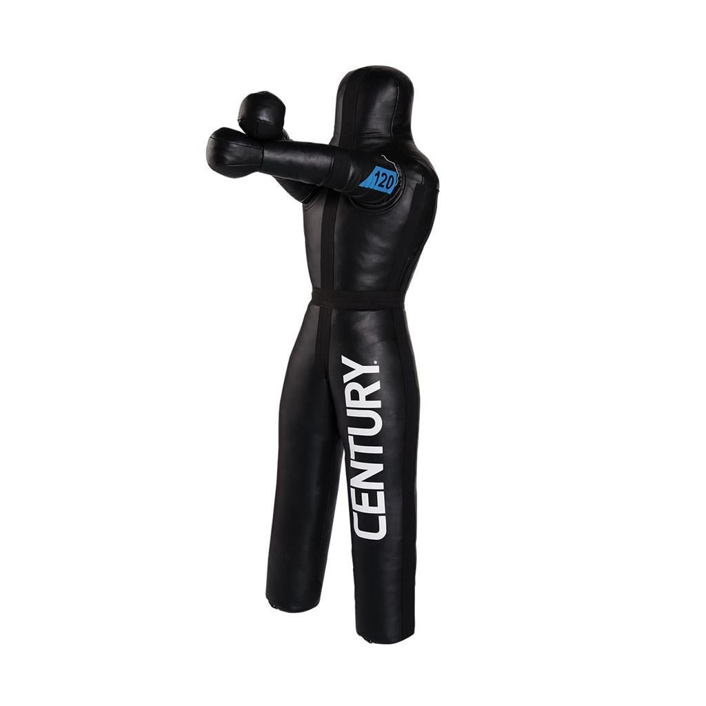 Black grappling dummy with blue 120 label and Century logo, studio view on white background.
