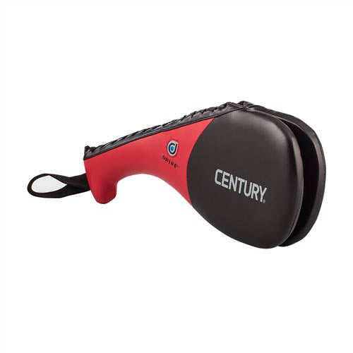 Red and black Century double target training pad with wrist strap and logo
