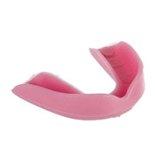 Pink single mouthguard with clear shell and U-shaped fit
